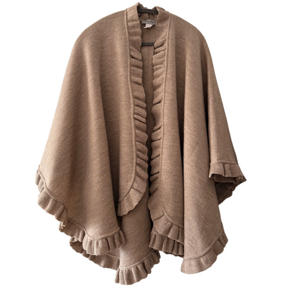 Sutton Studio Italian Soft Wool Ruffle Shawl Wrap OS - Picture 2 of 9